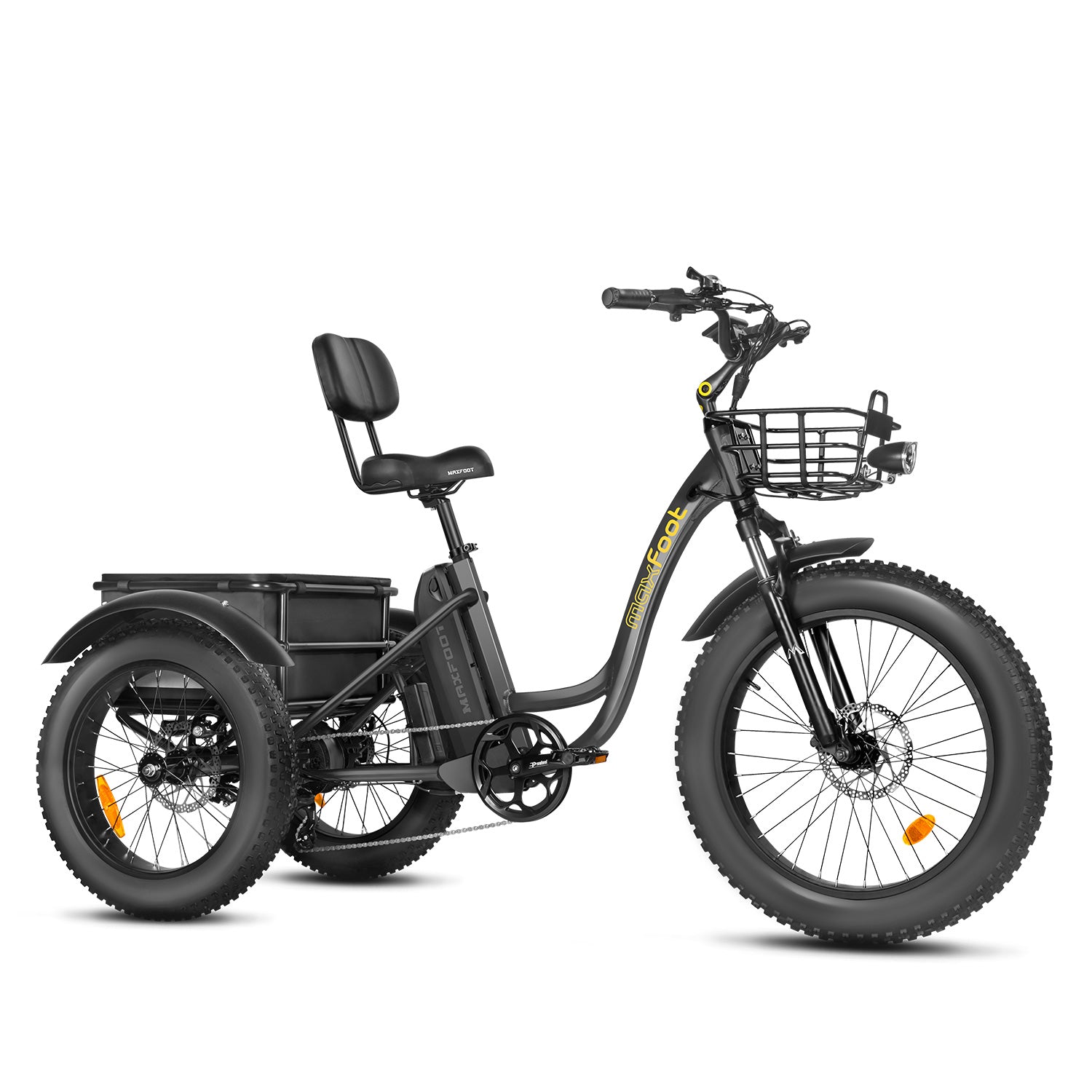 bicycle with 3 wheels for adults Maxfoot Electric Trike MF-30 750W Rear Drive Electric Tricycle For Adults, 48V*20Ah 85 miles, with Rear Speed Differential [Grey]