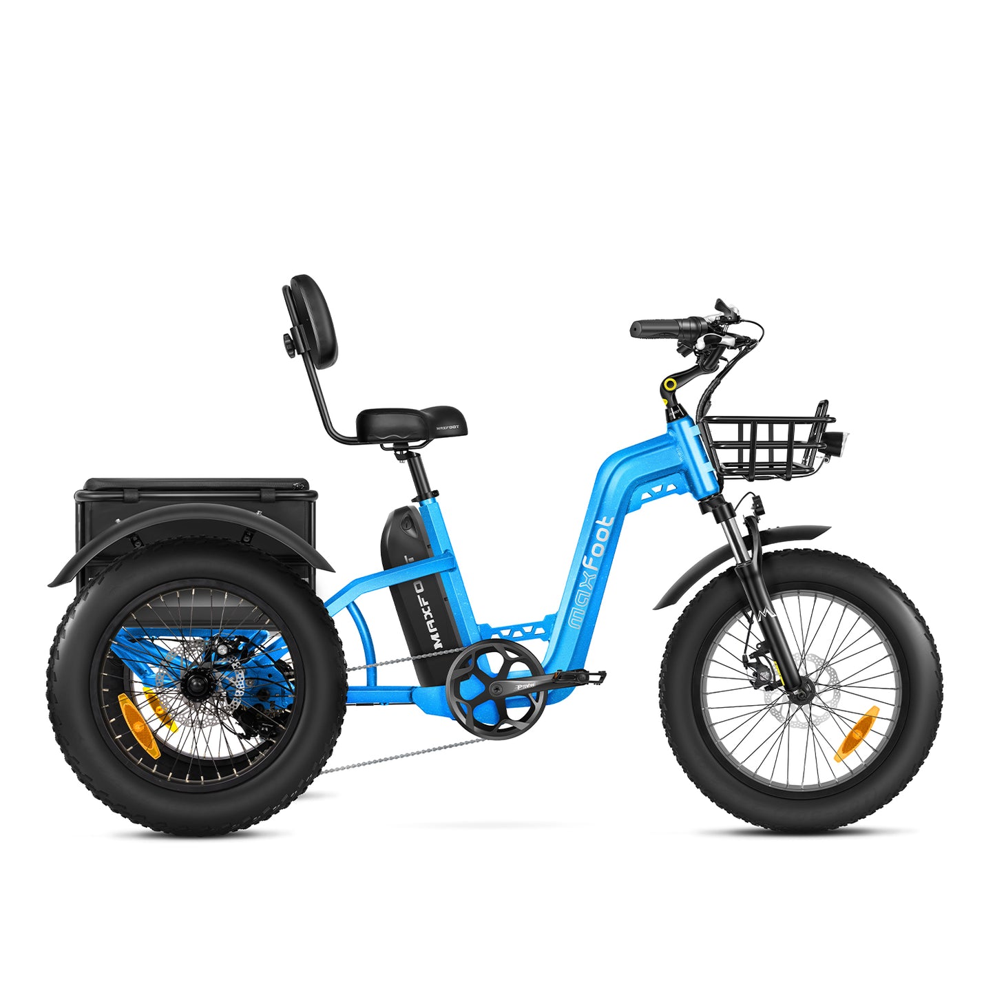 A blue maxz 20" electric tricycle