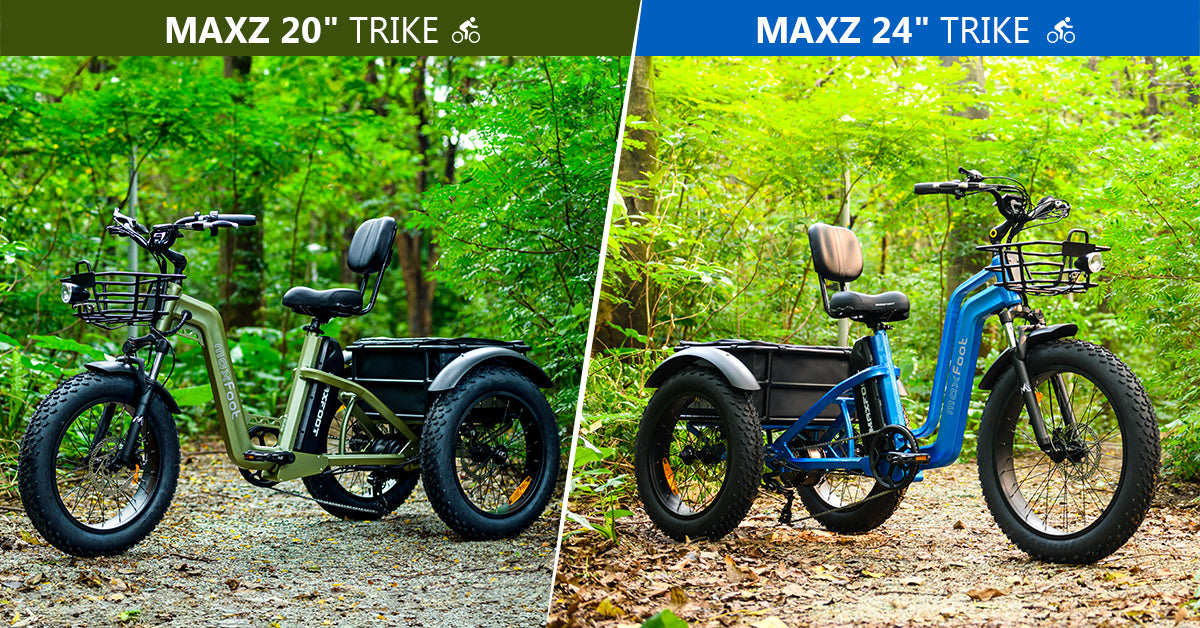 Pick the Best E Trike 2024 MaxZ 24 vs. MaxZ 20 Step Through Electri MaxFoot Electric Bike