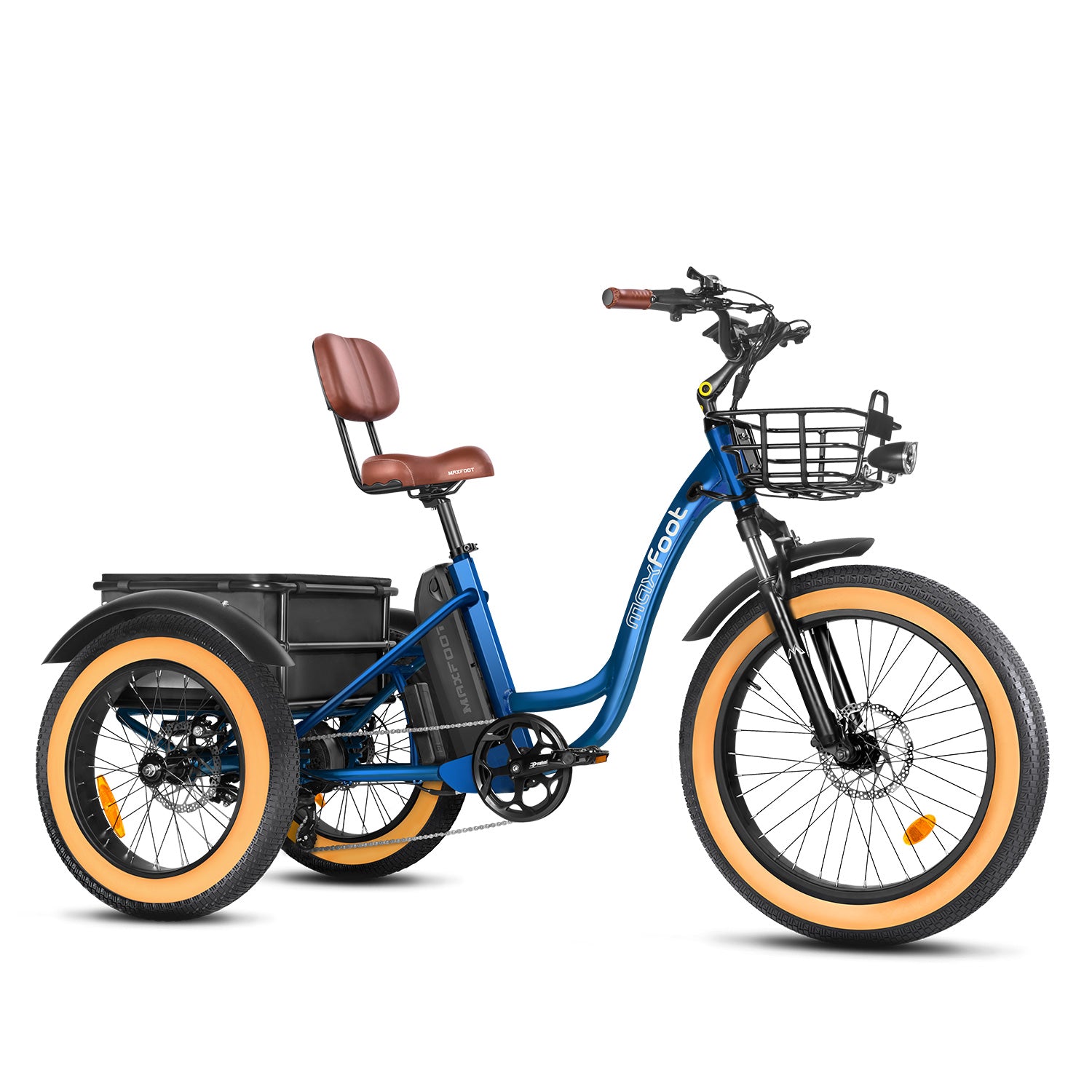 MF-30 Fat Tire Step-Thru Cargo Electric Assist Adult Tricycle - Neptune Blue