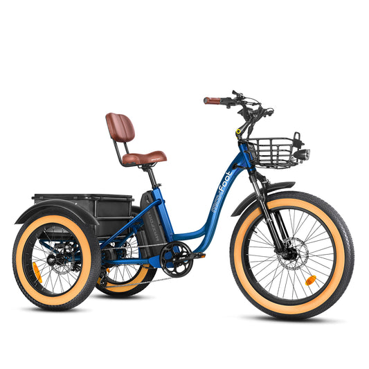 MF-30 Fat Tire Step-Thru Cargo Electric Assist Adult Tricycle - Neptune Blue