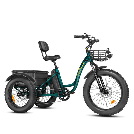 MF-30 Fat Tire Step-Thru Cargo Electric Assist Adult Tricycle - Dark Green