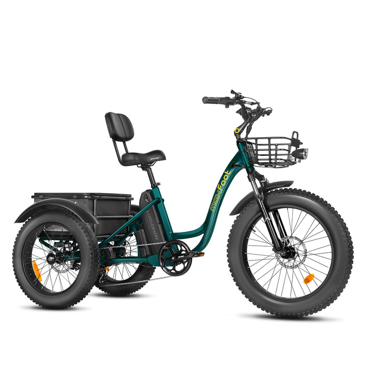MF-30 Fat Tire Step-Thru Cargo Electric Assist Adult Tricycle - Dark Green