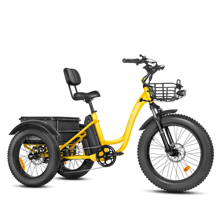 MF-30 Fat Tire Step-Thru Cargo Electric Assist Adult Tricycle - yellow