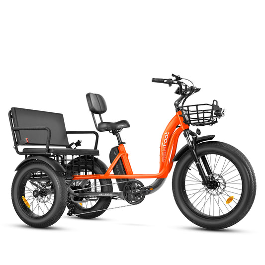 Maxfoot MF-33 MaxLandau 3 Wheel Electric Rickshaw Bike | Step-Thru Adult Passenger Electric Tricycle,Eco-friendly Etrike - Orange