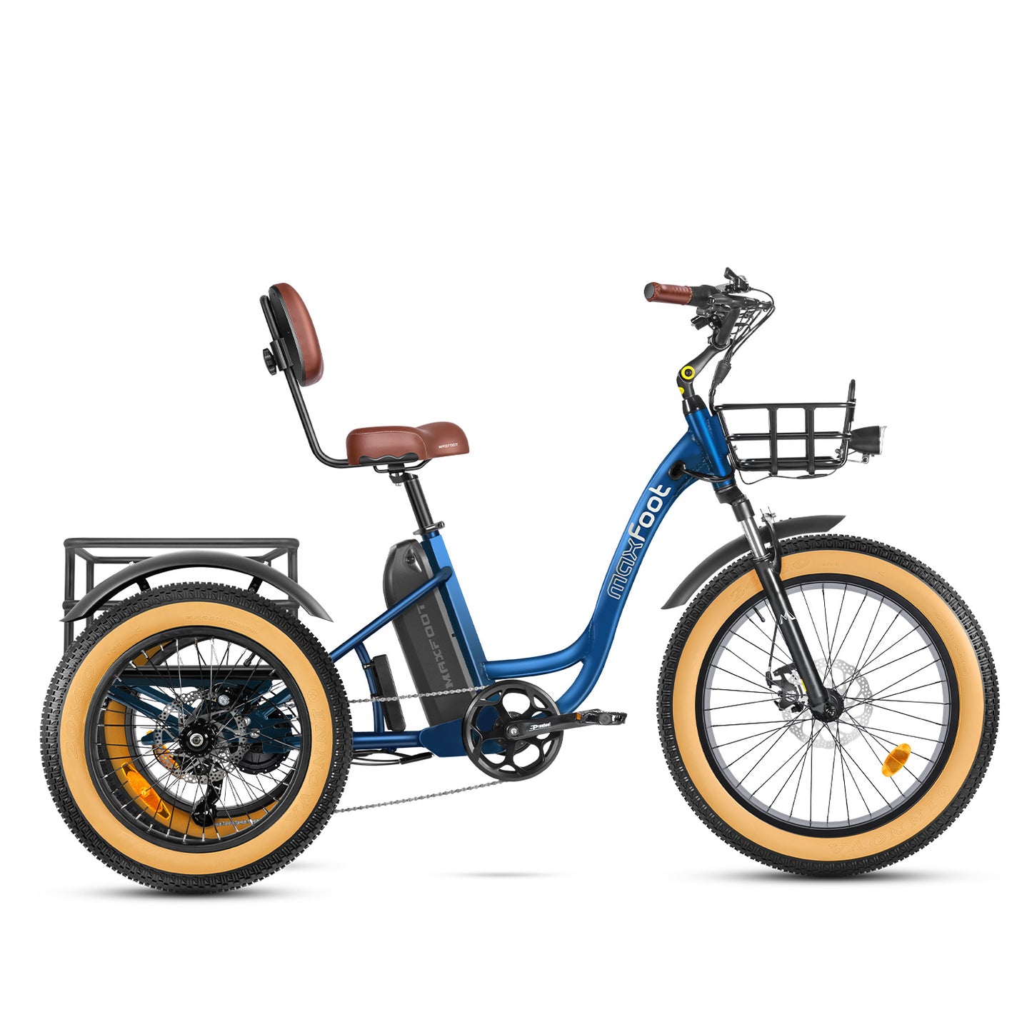 MaxFoot MF-30 Electric Assist Adult Tricycle | 750W & Front Suspension Neptune Blue