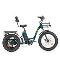 MaxFoot MF-30 Electric Assist Adult Tricycle | 750W & Front Suspension Dark Green