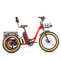 MaxFoot MF-30 Electric Assist Adult Tricycle | 750W & Front Suspension Candy Red