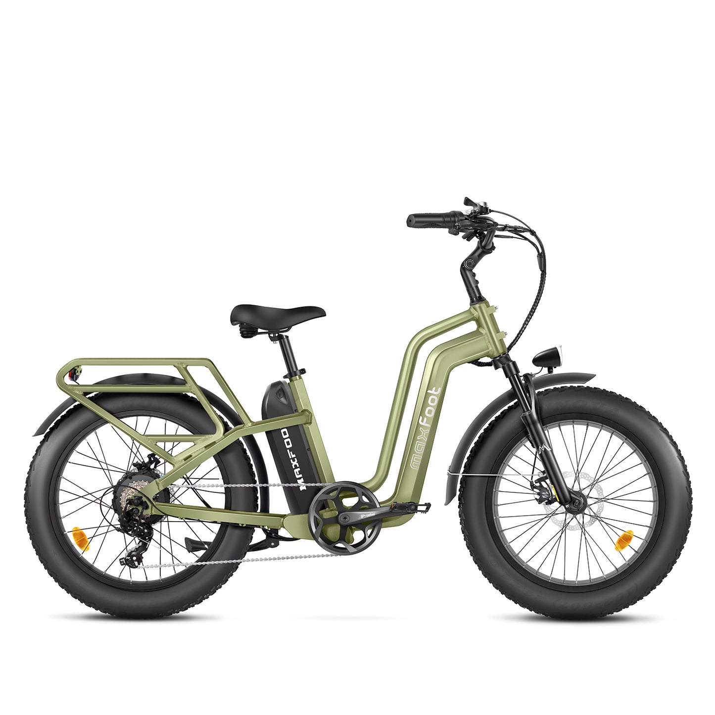 A green MaxZ cruiser electric bike 24" fat tire
