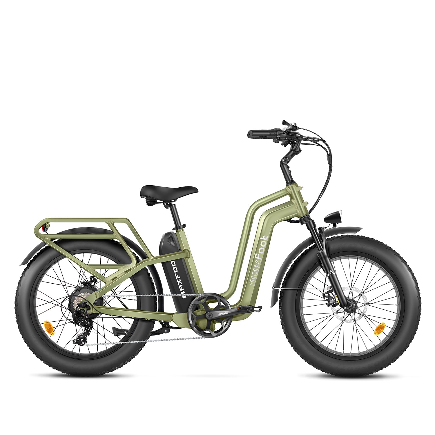 A green MaxZ cruiser electric bike 24" fat tire
