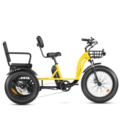 A yellow mf-33 elelctric tricycle