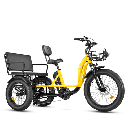 A yellow mf-33 rickshaw bike