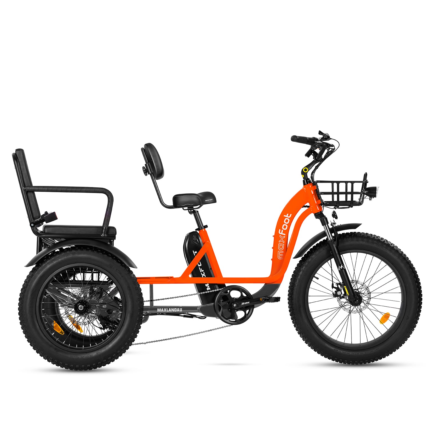 MaxFoot MF-33 Passenger Electric Trike | 2-Adult, 85-Mile Range Orange MaxFoot MF-33 Passenger Electric Trike | 2-Adult, 85-Mile Range Orange