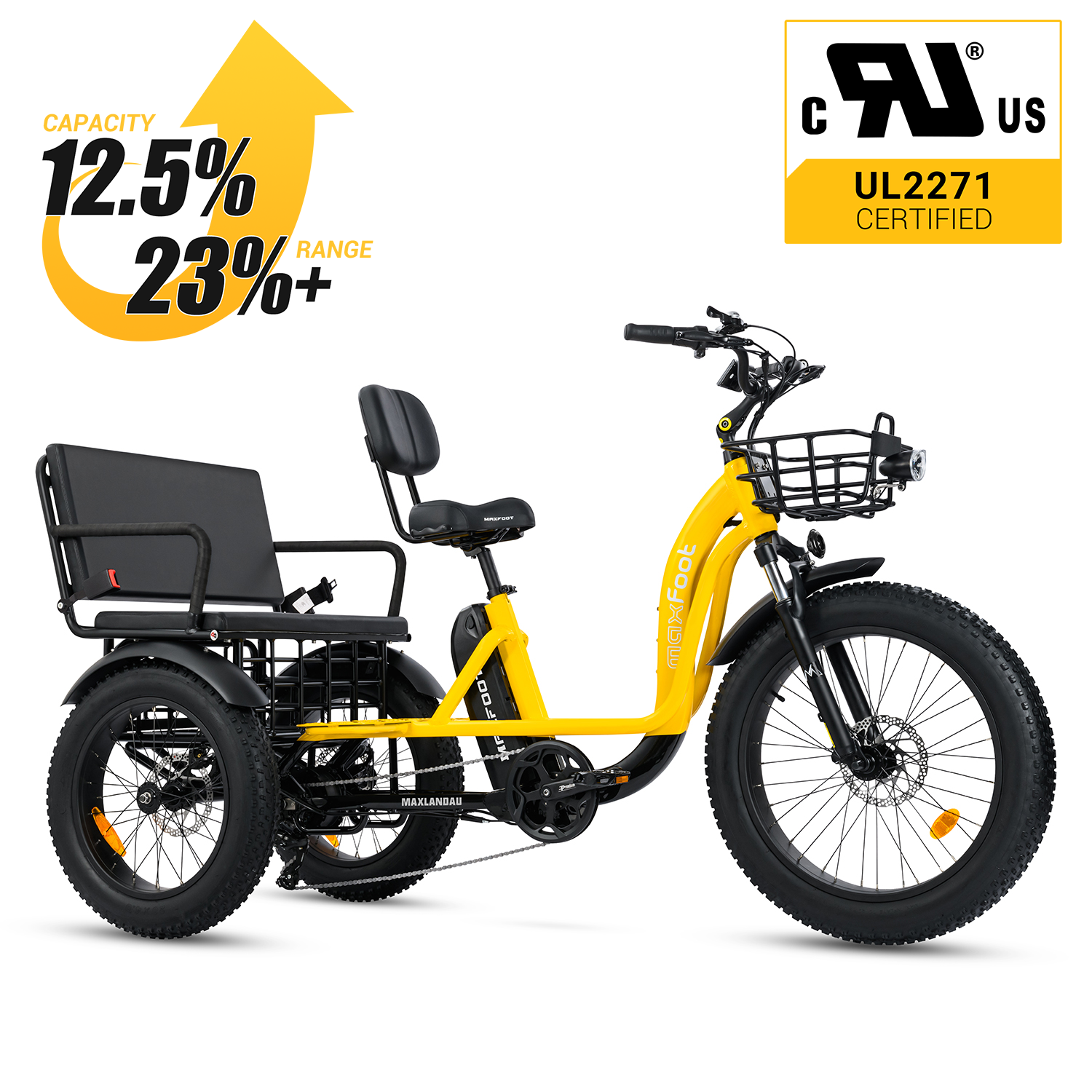 MF 33 Electric Trike with Passenger Seat Rickshaw Bike MaxFoot Electric Bike