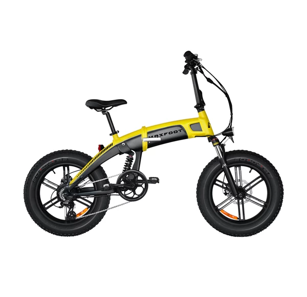 Integral Wheel Full Suspension Folding Electric Bike 750W Maxfoot MF-19 Yellow