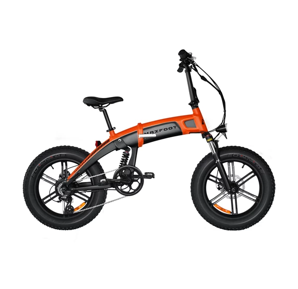 Integral Wheel Full Suspension Folding Electric Bike 750W Maxfoot MF-19 Orange